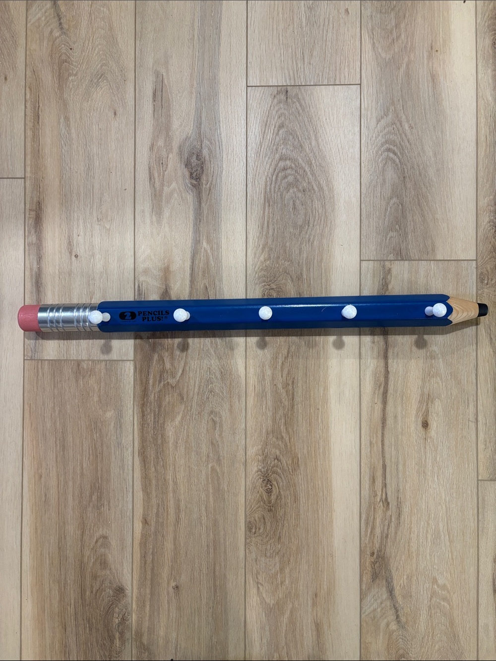 Oversized Blue Pencil with Pink Eraser Wall Hooks
